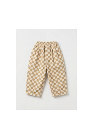 Poala Kids Damalı Balloon Jeans Bej