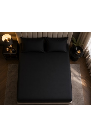 Kapreo Home Luna Collection Premium Lastikli Çarşaf Seti 180 X 200 Siyah