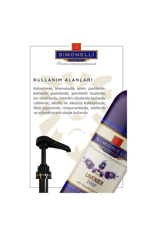 Simonelli Kahve ve Kokteyl Şurubu Lavanta Aromalı 700 ML + Pompa