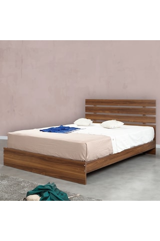 Pasifichome Huga Çift Kişilik Ahşap Karyola Ceviz 180 Cm / Başlıklı Karyola