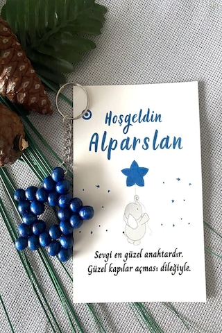 Zincirli Ahşap Yıldız Anahtarlık Bebek Hediyeliği 100 Adet