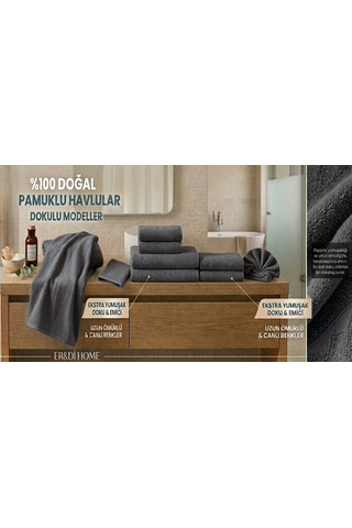 Banyo Havlusu %100 Pamuk 70 140 Füme Gri