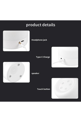 Tongxida Çocuk Ve Yetişkinler İçin 12 Ses Beyaz Gürültü Mak. Ve Gece Lambası Beyaz