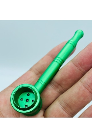 Metal Pipo Yeşil 2parça Süzgeçli Pipe //10cm