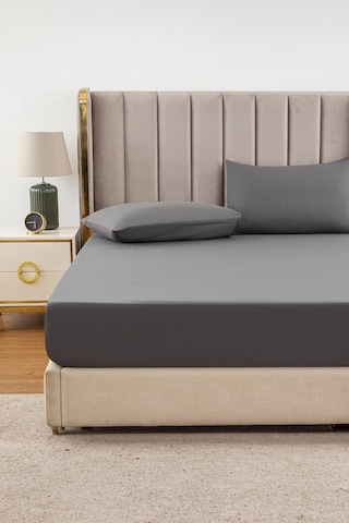 Ranforce Antrasit Pamuklu Tek / Çift Kişilik Battal Tam Kenar Lastikli Çarşaf 14 Renk Fıtted Antrasit