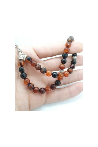 Sertifikalı Madagasgar Akik Doğal Taş Faset Kesim Tesbih 8 Mm