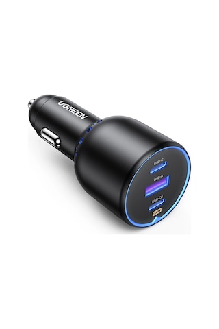 Ugreen 130w Qc Pd Hızlı Araç İçi Şarj Cihazı Çakmaklık Adaptörü 2xusb-c, 1xusb-a, Siyah, 90413