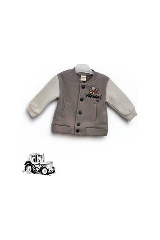 Erkek Bebek 3 İplik Sırt Baskılı Şardonlu Kolej Ceket-15452 Kahverengi