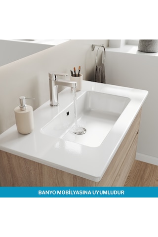 Isvea Sistema T-flat Slim İnce Formlu Lavabo 81 X 46,5 Cm Beyaz Beyaz