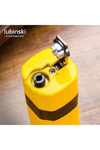 Lubinski Lion Sehpalı Delicili Tek Torch Puro Çakmağı Sarı