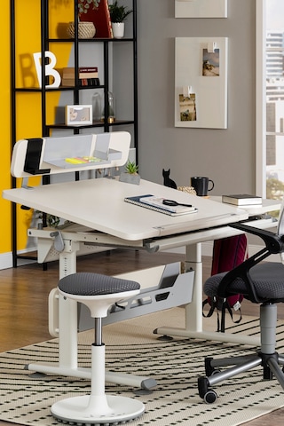 Vega Standart Yükseklik Ve Eğim Ayarlı, Çekmeceli Bilgisayar Masası, Ofis Ve Çalışma Masası Gri Gri