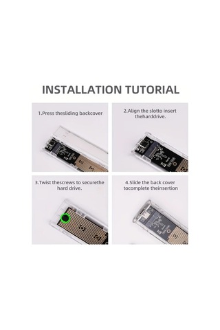 Boatshop1 10gbps M2 Nvme Ngff Plastik Ssd Kasa Sata Pcıe Cift Protokol Usb Tip C Sefaf Disk