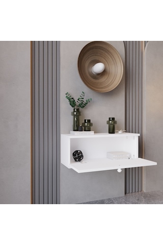 Melura Home 50 Cm Melura Dresuar %100 Mdf Kapaklı Duvara Monte Beyaz