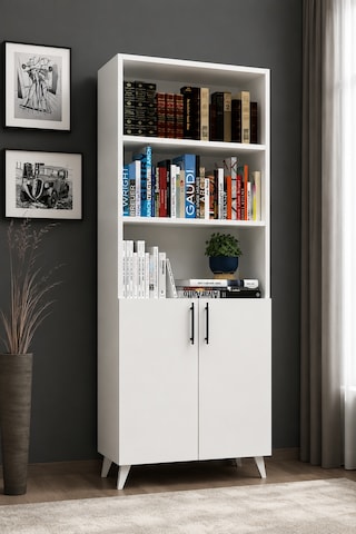 Renazzo %100 Mdf Kapaklı Tekli Modül Ayaklı Geniş Beyaz 179x56 Cm