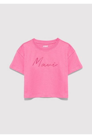 Mavi - Mavi Logo Baskılı Pembe Tişört 7610181-91355 Pembe