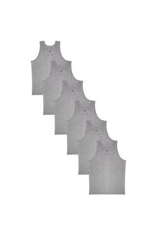 Tezzgelsin Erkek Çocuk Pamuklu Penye 6'lı Atlet Gri