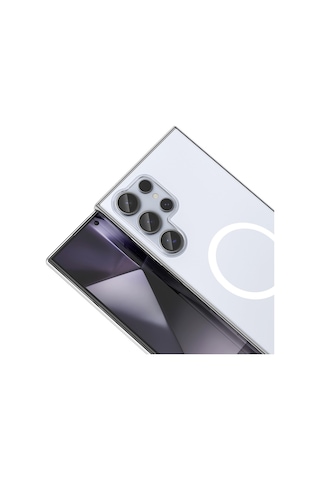Vendas Samsung Uyumlu Galaxy S22 Ultra Kamera Korumalı M-safe Şarj Özellikli Şeffaf Zore London Sert Pc Kapak + Polymer Nano Ekran Koruyucu Şeffaf