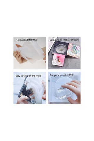 Siliko World Epoksi Kare Içi Yuvarlak Küllük Kalıbı Silikon Kalıp 10x10cm Çok renkli
