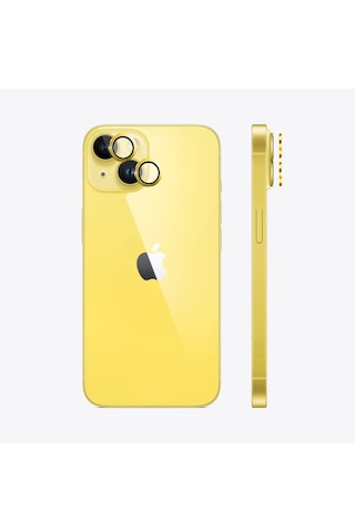 Safeus Safir Temperli Kamera Lens Koruyucu Apple Uyumlu iPhone 14 Plus Ve İle Sarı
