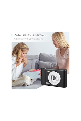 Springsun Siyah 1080p Dijital Kamera, 50mp Çift Lens, 8x Dijital Zoom, 2.4 İnç Ekran, 32gb Tf Kartlı, Dahili Flaş Ve Pil