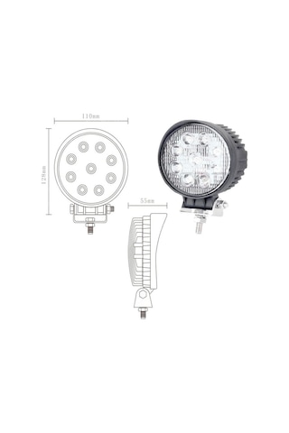 Led Yuvarlak Çalışma Lambası 9 Ledli