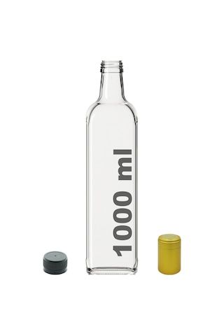 Afracam Maraska Şeffaf 1000 ML Kilitli Kapaklı ve Kapüşonlu Boş Cam Şişe