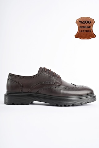 Muggo Andre Garantili Klasik Hakiki Deri Bağcıklı Ortopedik Erkek Casual Ayakkabı Kahverengı Kahverengi