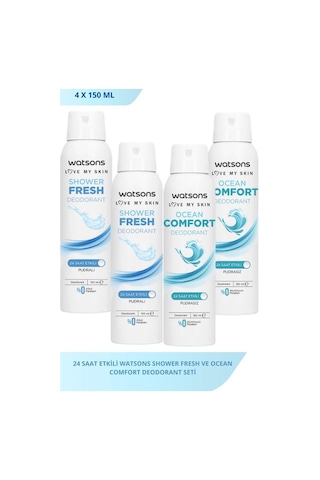 Watsons Shower Fresh 150 Ml X2 Ve Ocean Comfort 150 Ml X2 Deodorant Seti