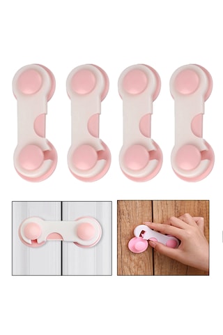 Bebek Eşya Dolap Kapı Çekmece Kilidi -al4540 4 Adet Pembe