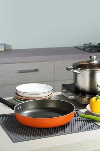 Rotanev Gri Büyük Boy Silikon Su Toplamaz Bulaşık Kurutma Matı Bulaşıklık - Bulaşık Altlığı 44 X 33 Cm