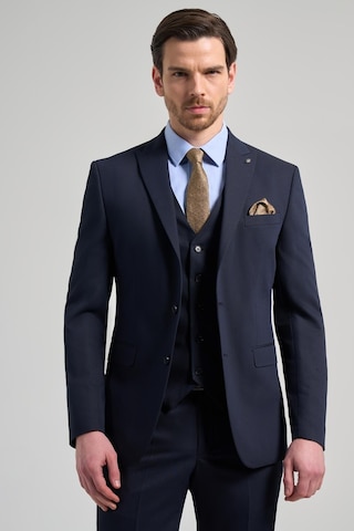 İmza Koyu Lacivert Kendinden Desenli 2 Düğme Classic Esnek Slim Fit Takım Elbise 1001250156 Koyu Lacivert