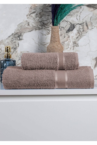 %100 Pamuk 2 Parça Kadın/erkek Banyo Duş Hamam Havlu Seti 90x150 Cm Kahverengi