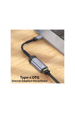Hoco Ua26 Type-c Otg Rj45 İnternet Adaptörü Dönüştürücü 1000 Mbps- 5775 - Karbul2000-9175 Gri