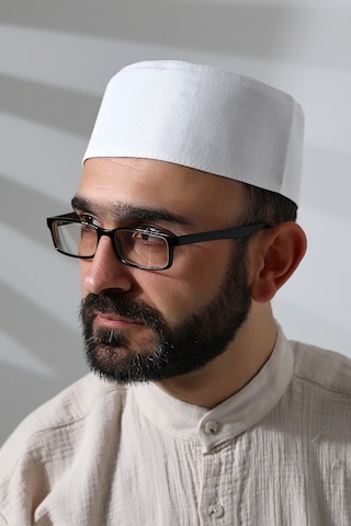 Osmanlı Arma Desenli Kalıp Kumaş Takke Beyaz