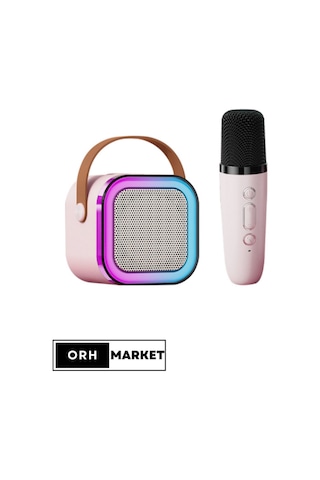 Kablosuz Karaoke Bluetooth Hoparlör Tek Mikrofonlu Rgb Işıklı, Taşınabilir, Usb/sd Parti Hoparlörü