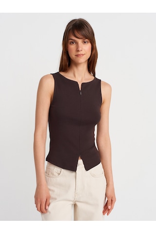 Dilvin 31764 Fermuar Detaylı Top-koyu Kahve