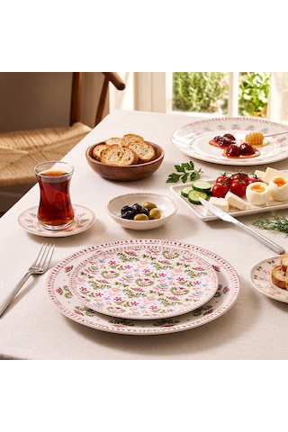 Aryıldız Ivy Pink 32 Parça 6 Kişilik Kahvaltı Takımı Çok Renkli