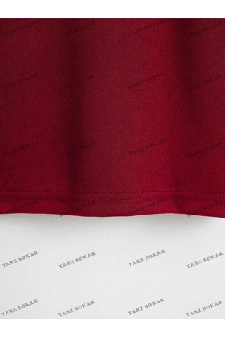 Flood Of Style Crop Ckod-232913 Harf Grafikli Kırpma Bordo