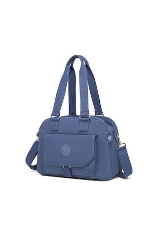 Smart Bags Orta Boy Çok Cepli Su Geçirmez Hafif Krınkıl Kumaş Kadın Omuz Çantası Mavi