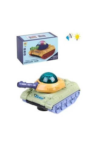 3d Işıklı Sesli Çarp Dön Sensörlü Tank Yeşil