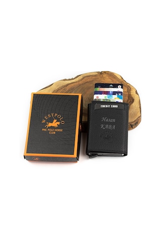 Westpolo Hakiki Deri Mekanizmalı Cüzdan Hakiki Deri Kemer Erkek Set Çakmak Hediyeli Siyah