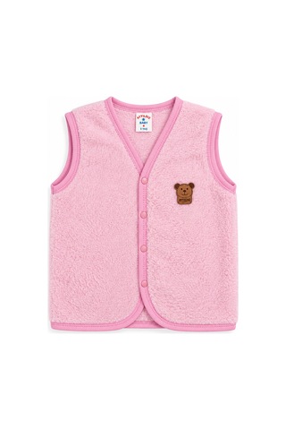 Beniizle Ayıcık Detaylı Unisex Peluş Yelek Pembe