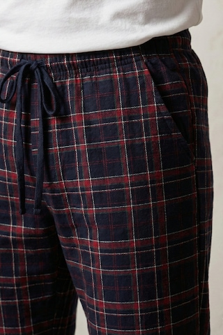 Elemge %100 Pamuk Kareli Erkek Pijama Altı Süprem Kumaş Rahat Kalıp Cepli İpli Lacivert Ekoseli Relax Fit Lacivert Kırmızı Yeşil