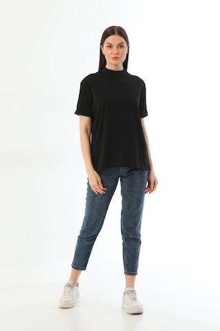 Kallima Siyah 2'Li Paket Dik Yaka Rahat Kalıp  Pamuk T-Shirt Siyah