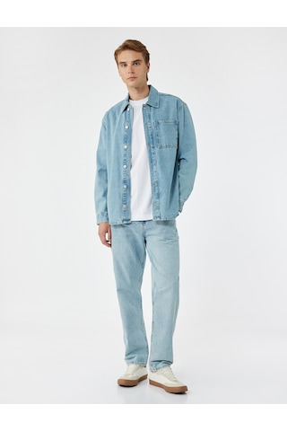 Koton Normal Bel Pamuklu Vintage Straight Fit Jean Pantolon Açık İndigo 6wam40018ıd Açık İndigo