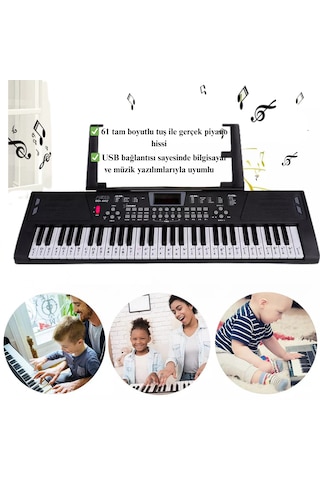 61 Tuşlu Işıklı Dijital Piyano Mikrofonlu Çocuk Keyboard Seti