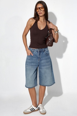Hiccup Busem Slim Fit Halter Yaka Jarse Bluz Siyah