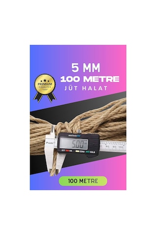 5 Mm 100 Metre Jüt Halat Dekoratif Hasır İp Urgan Süs Evimdeyokyok