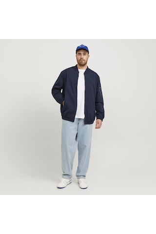 Jack & Jones Büyük Beden Beyzbol Yaka Bomber Ceket- Rush - 12173990 Navy Blazer