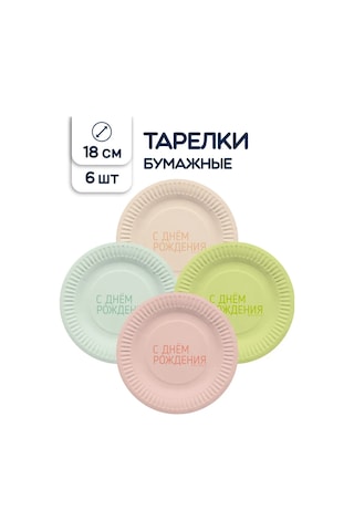 Riota Tek Kullanımlık Pejstli Doğum Günü Tabakları 18 Cm 6 Adet 333441416 8